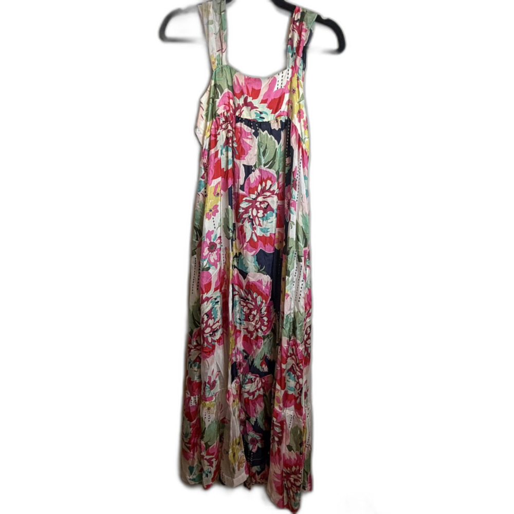 Johnny Was Silk Pink Floral Maxi Dress Size M Women